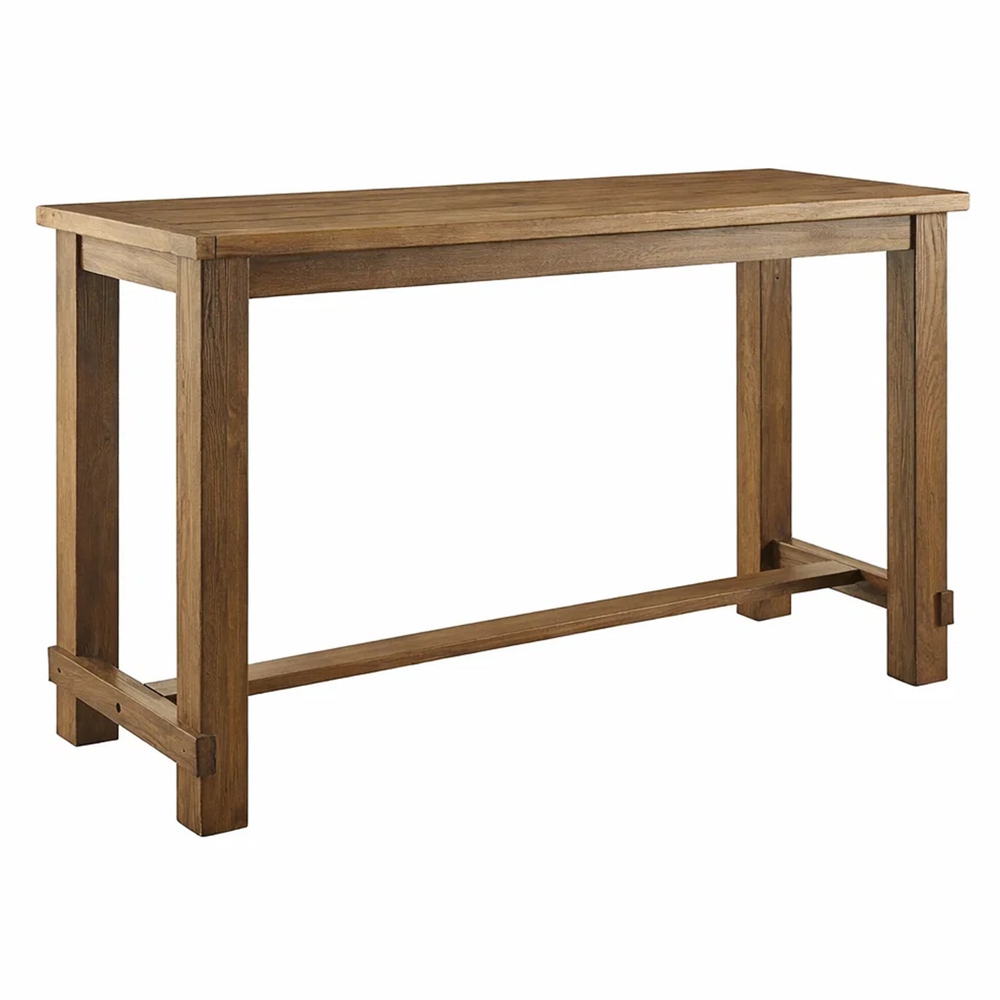 Bar Height Table, 60 Inch Rectangular Top, Thick Block Legs, Brown — Chic Home-Decor