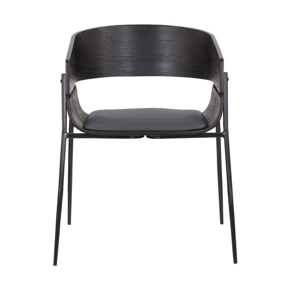 18.5 Inches Round Back Leatherette Dining Chair, Set of 2, Black