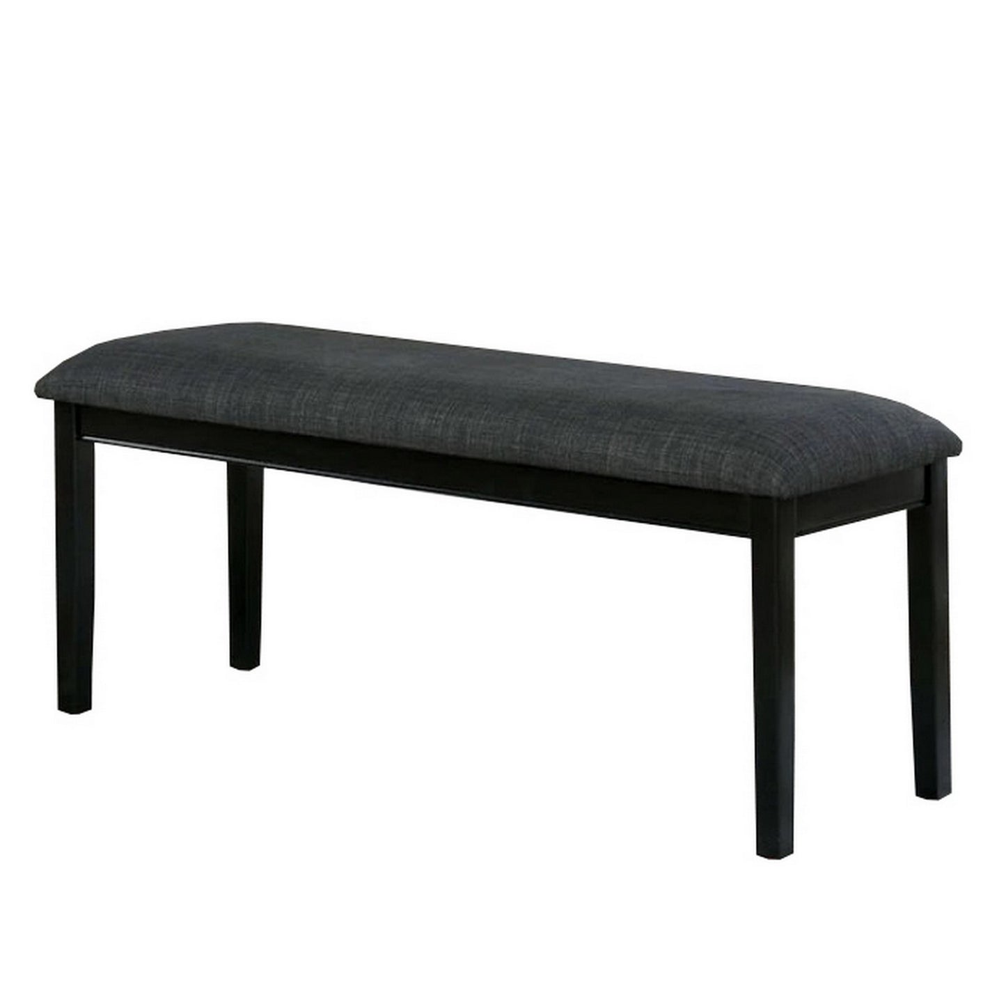 Fabric Seat Bench with Wooden Sleek Block Legs, Black and Gray — Chic Home-Decor