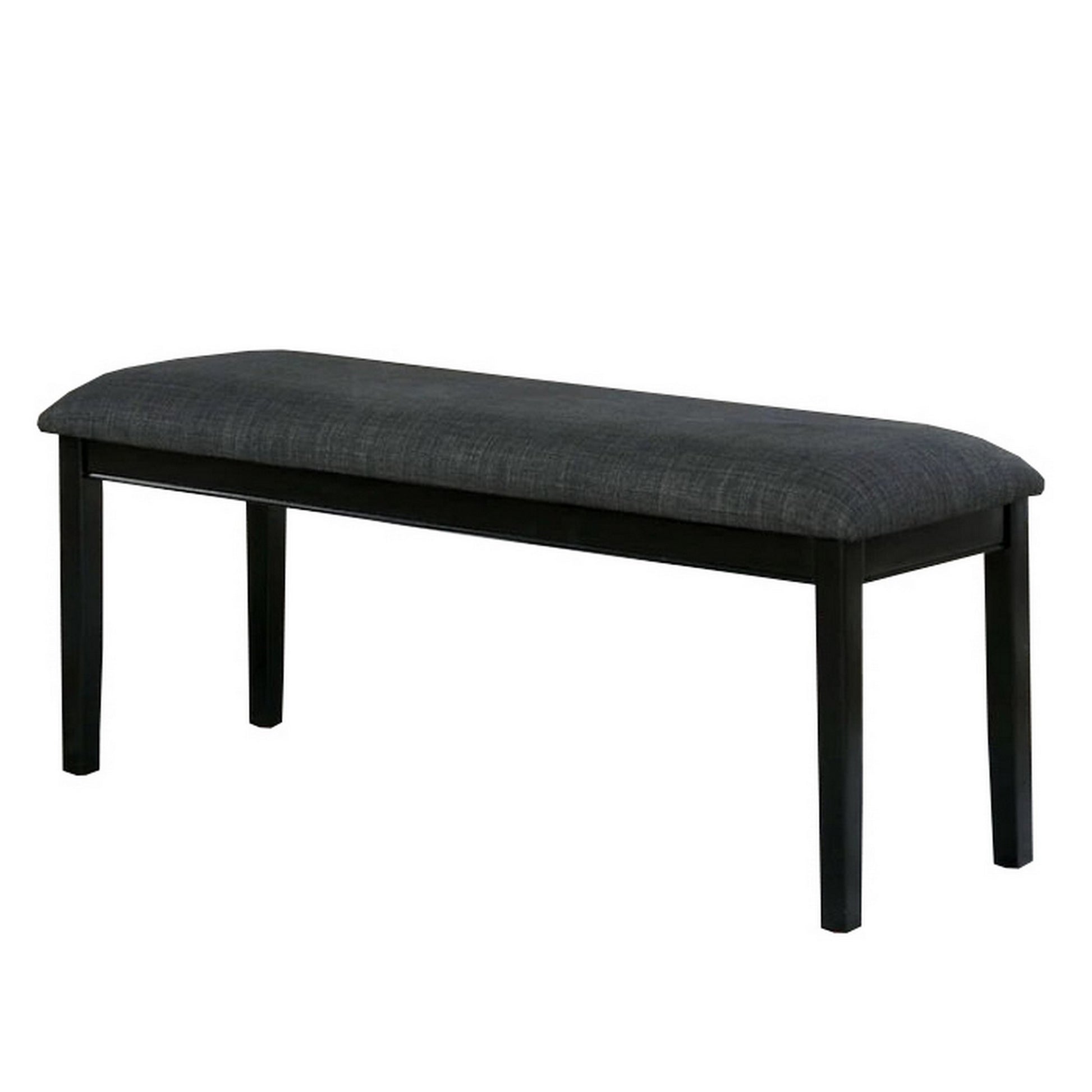 Fabric Seat Bench with Wooden Sleek Block Legs, Black and Gray — Chic Home-Decor