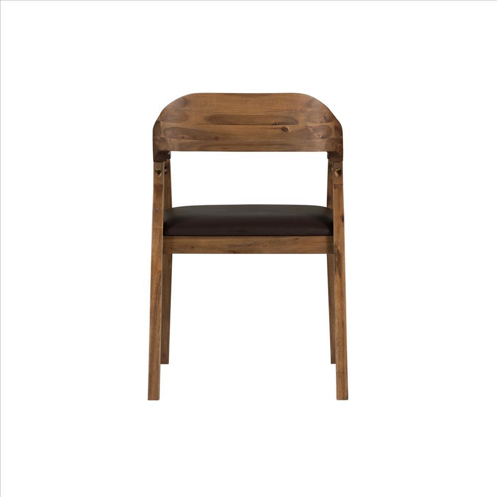 Curved Panel Back Dining Chair with Sleek Track Arms, Brown