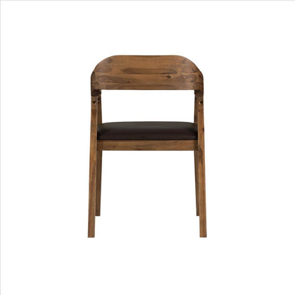 Curved Panel Back Dining Chair with Sleek Track Arms, Brown