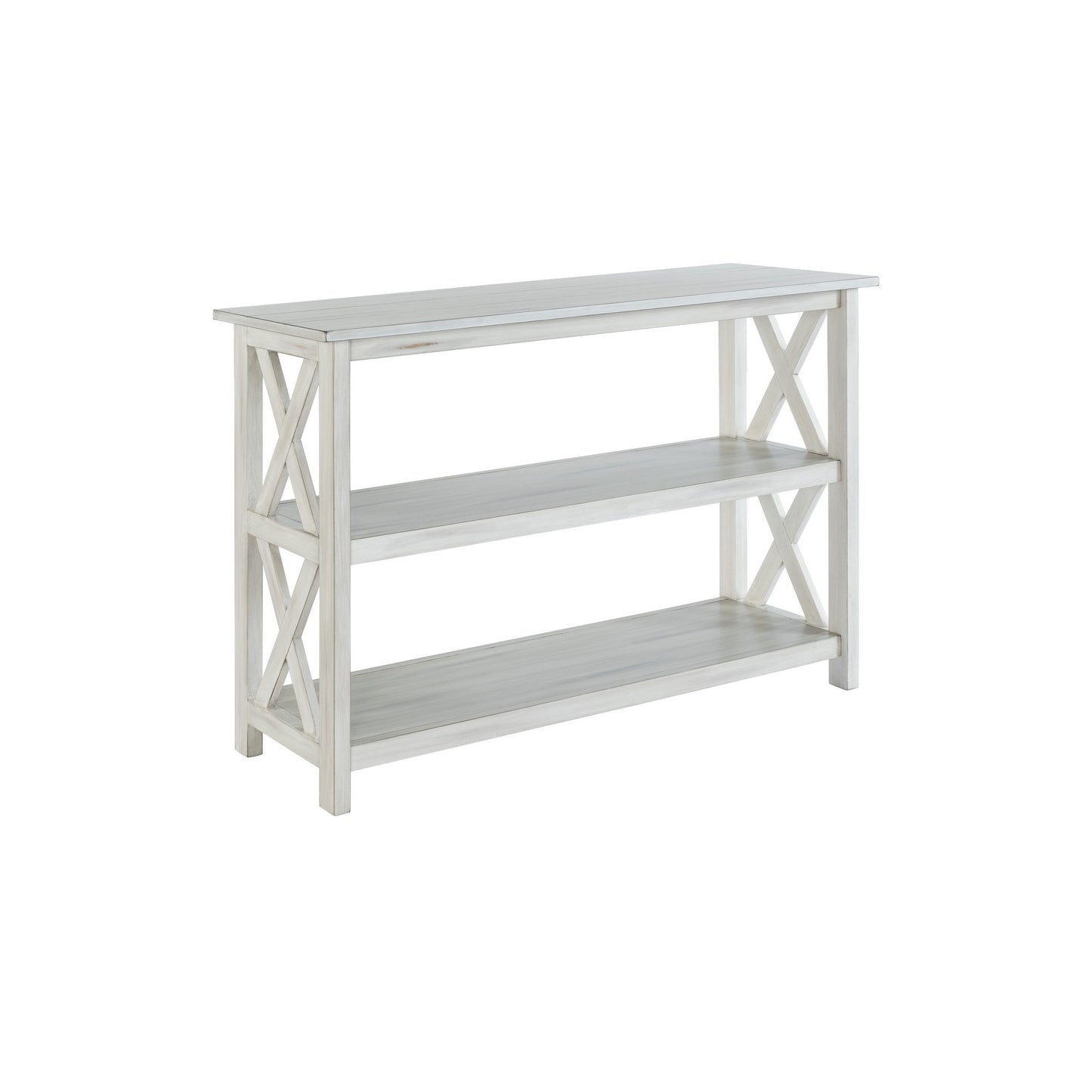 2 Shelf Wooden Entryway Table with X Shaped Accent, White — Chic Home-Decor