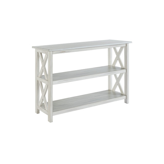 2 Shelf Wooden Entryway Table with X Shaped Accent, White — Chic Home-Decor