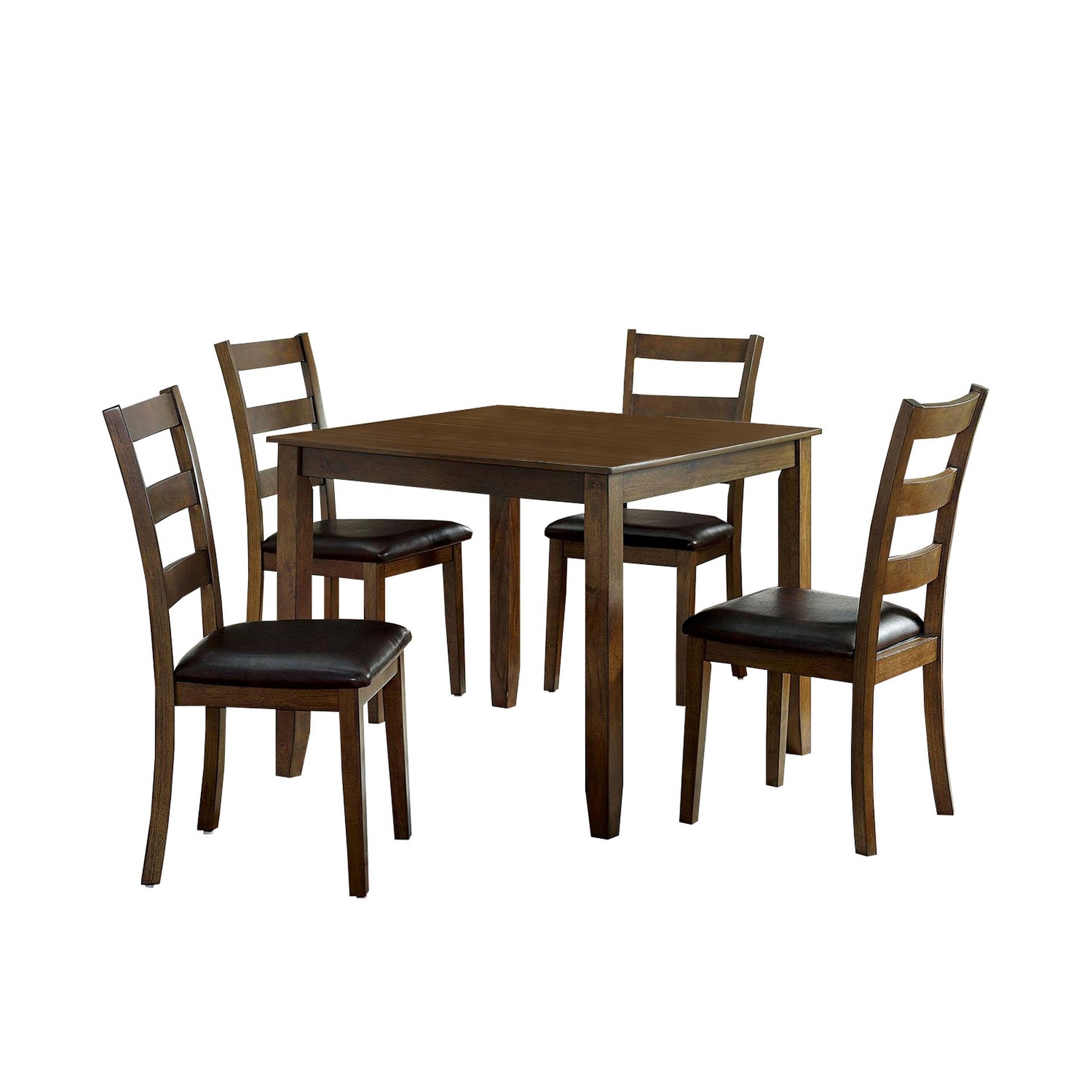 5 Piece Dining Table Set with Leatherette Seating, Brown — Chic Home-Decor