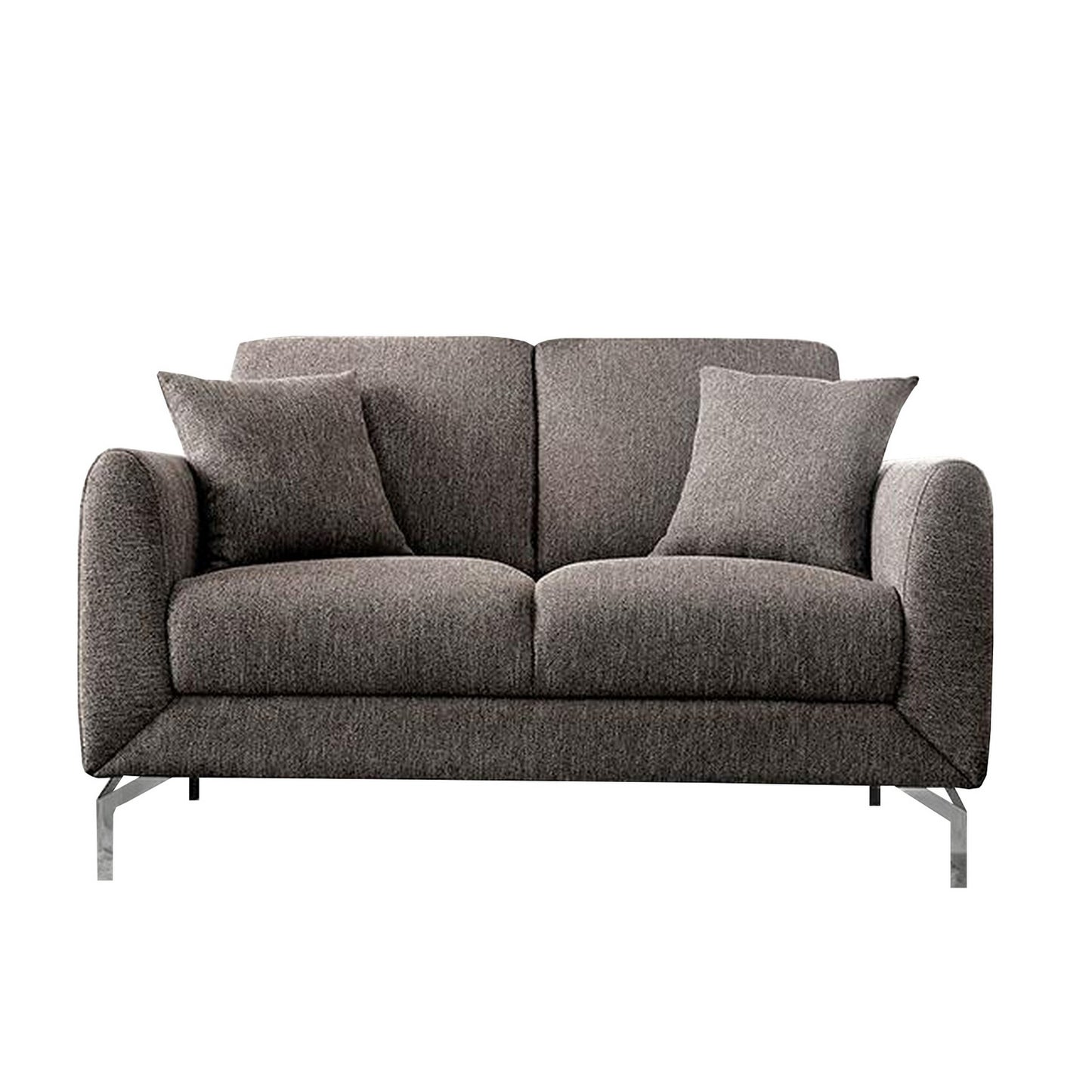 54 Inches Loveseat with Fabric Padded Seat and Metal Legs, Gray — Chic Home-Decor