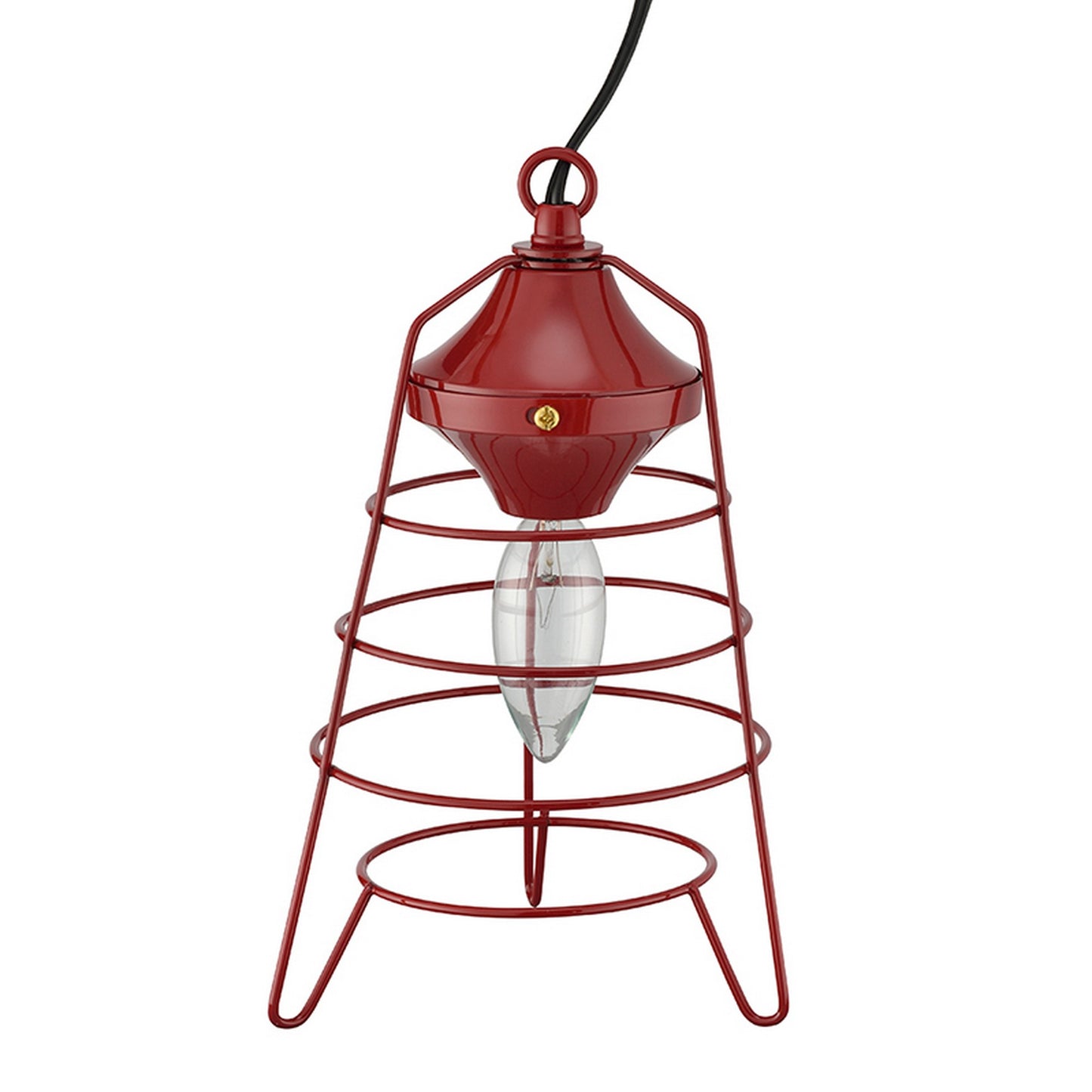 Lantern Table Lamp with Open Metal Frame, Red — Chic Home-Decor