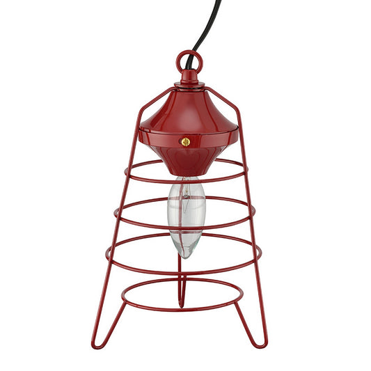 Lantern Table Lamp with Open Metal Frame, Red — Chic Home-Decor