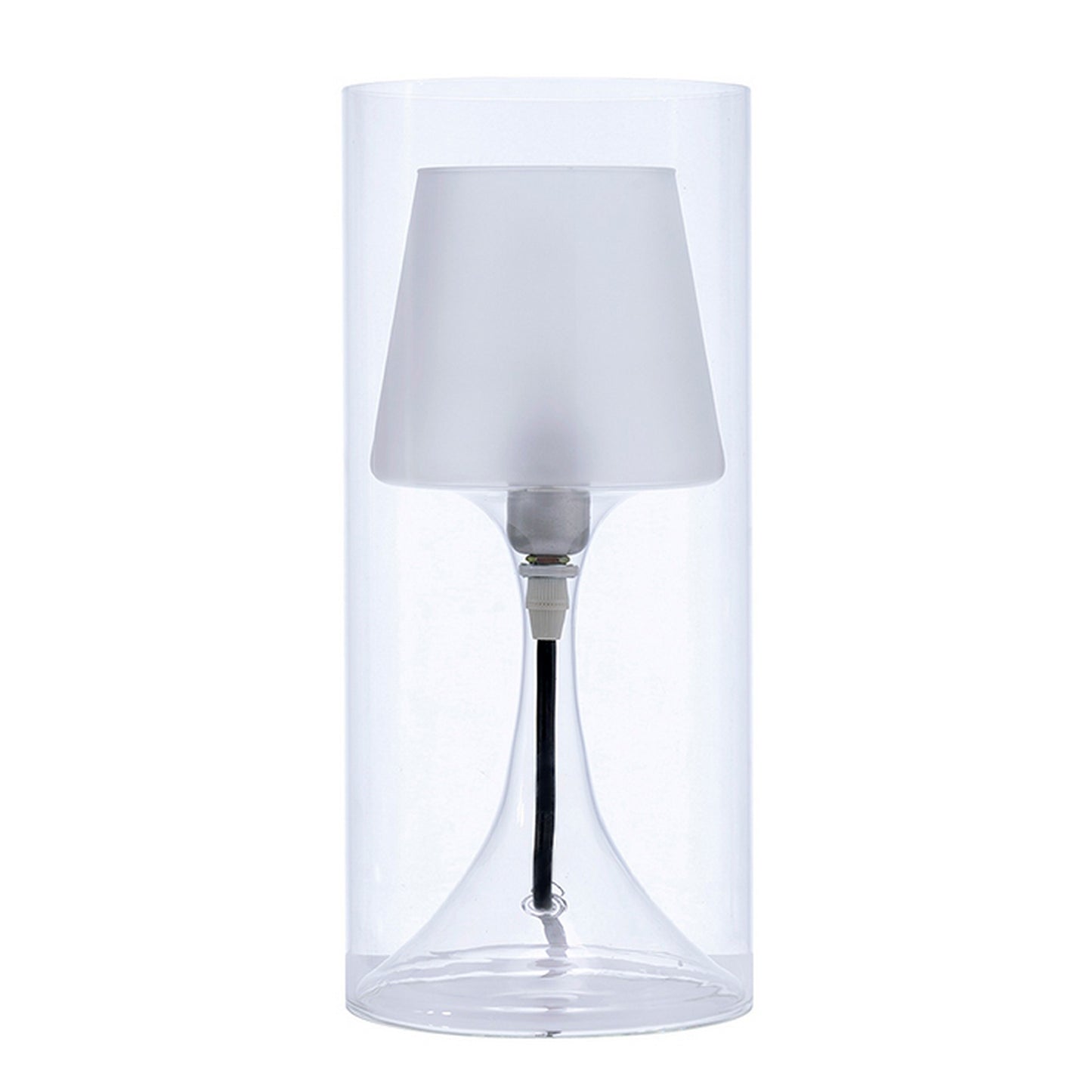 Hurricane Table Lamp with Frosted Glass Shade, Clear — Chic Home-Decor