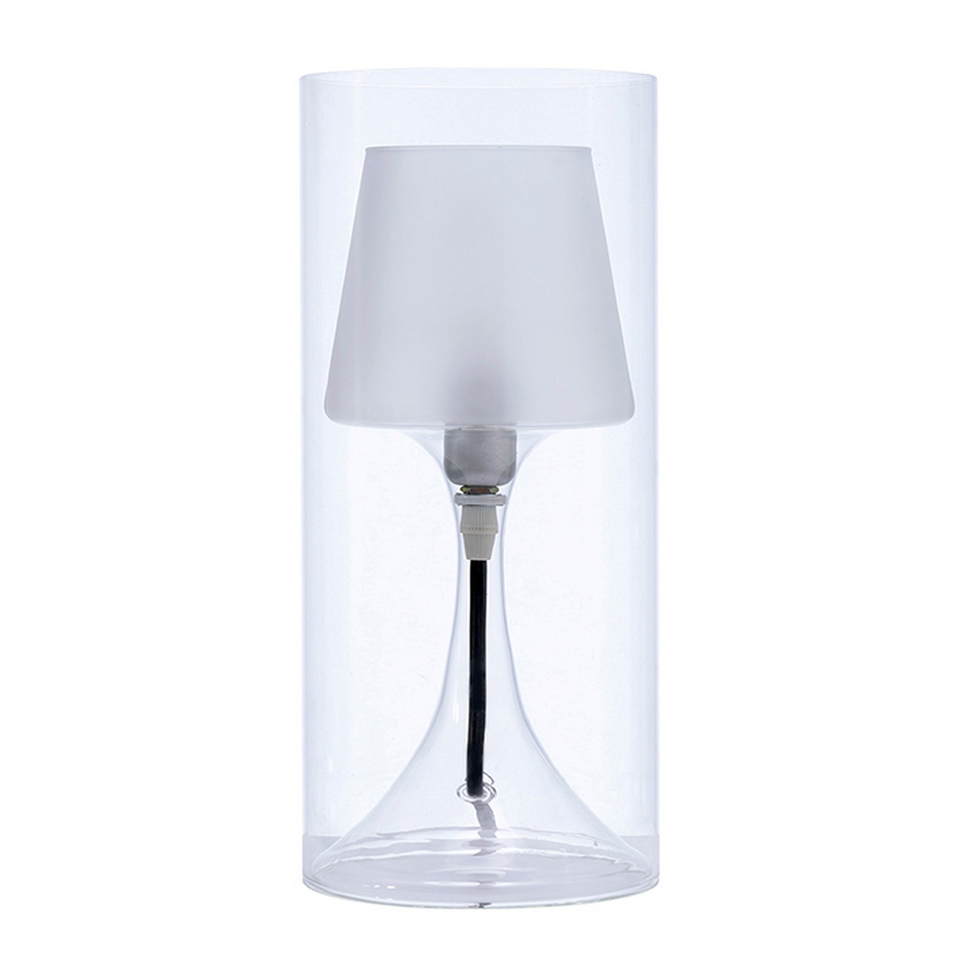 Hurricane Table Lamp with Frosted Glass Shade, Clear — Chic Home-Decor