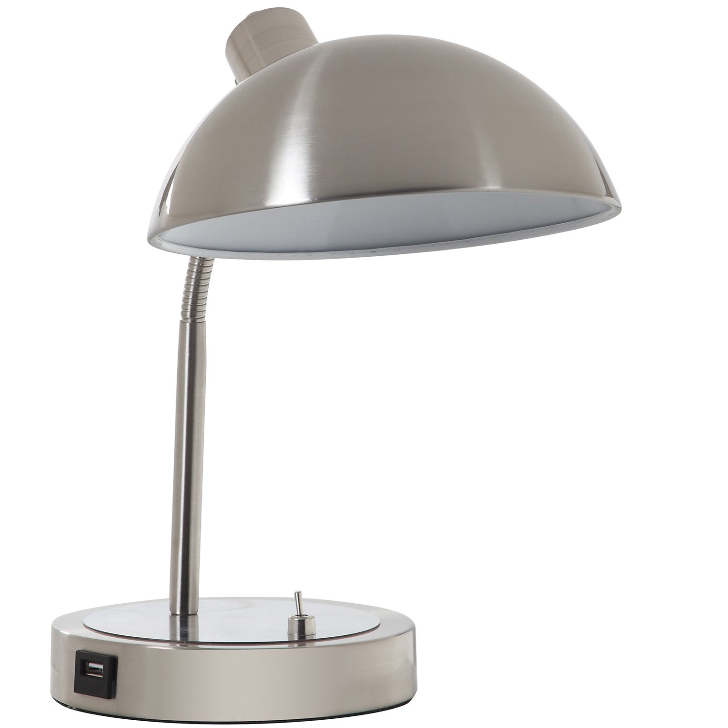 Desk Lamp with Adjustable Head and USB Port, Brushed Nickel — Chic Home-Decor
