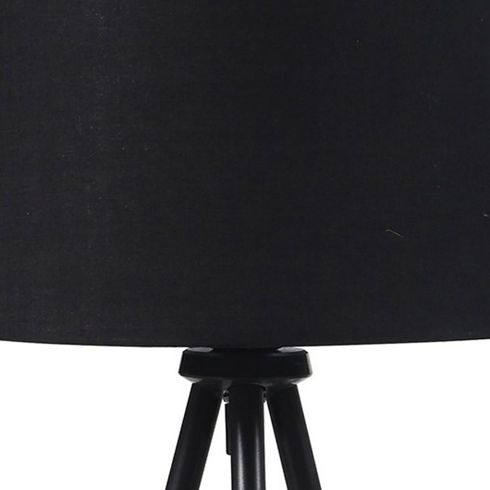 Table Lamp with Tripod Metal Base, Black and Gold