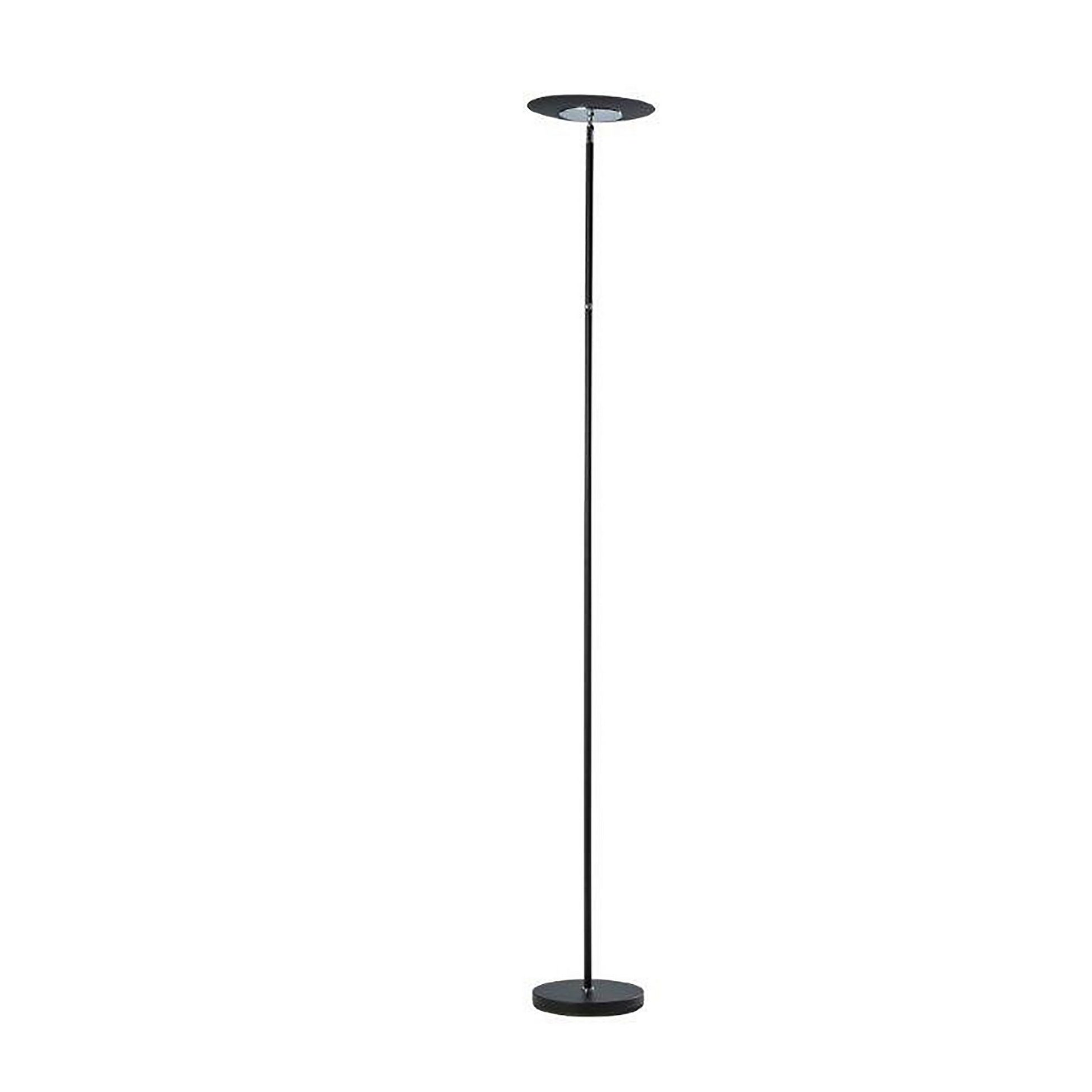 Floor Lamp with Adjustable Torchiere Head and Sleek Metal Body, Black — Chic Home-Decor