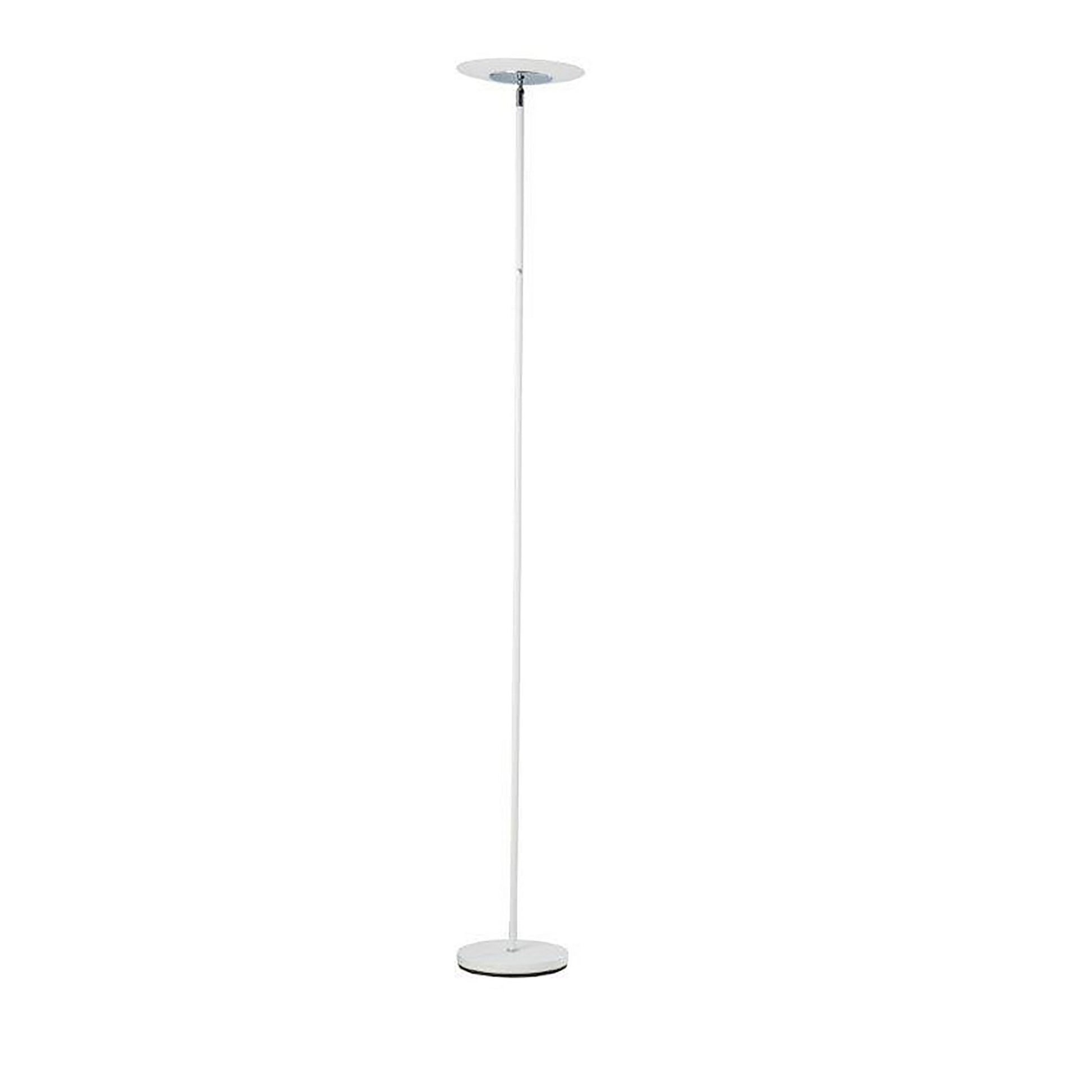Floor Lamp with Adjustable Torchiere Head and Sleek Metal Body, White — Chic Home-Decor