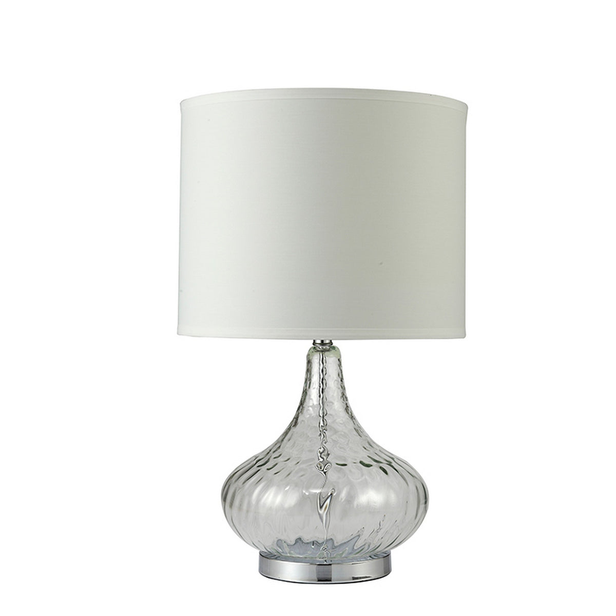Table Lamp with Pot Bellied Glass Body, Clear and White — Chic Home-Decor