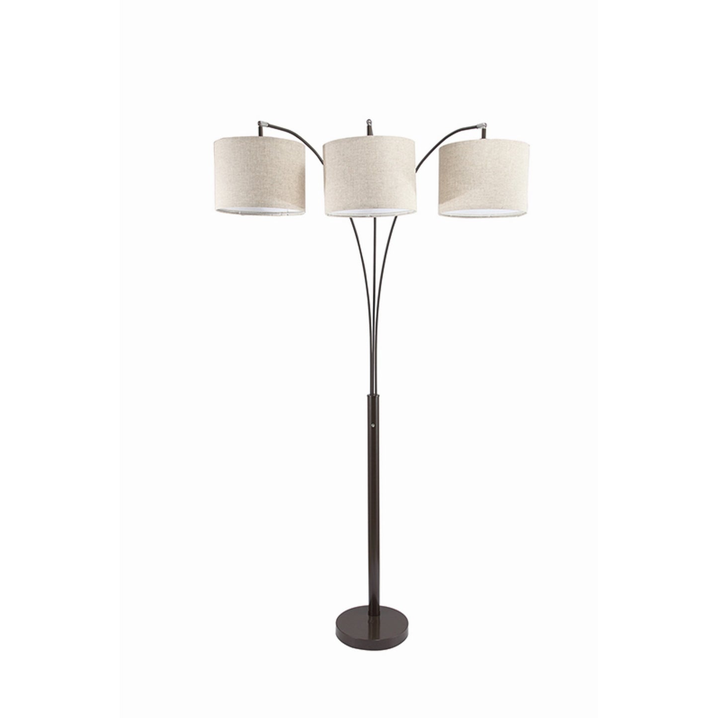 Floor Lamp with 3 Arched Arms and Fabric Shades, Bronze — Chic Home-Decor