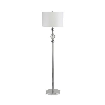 Floor Lamp with Metal Frame and Crystal Accent, White