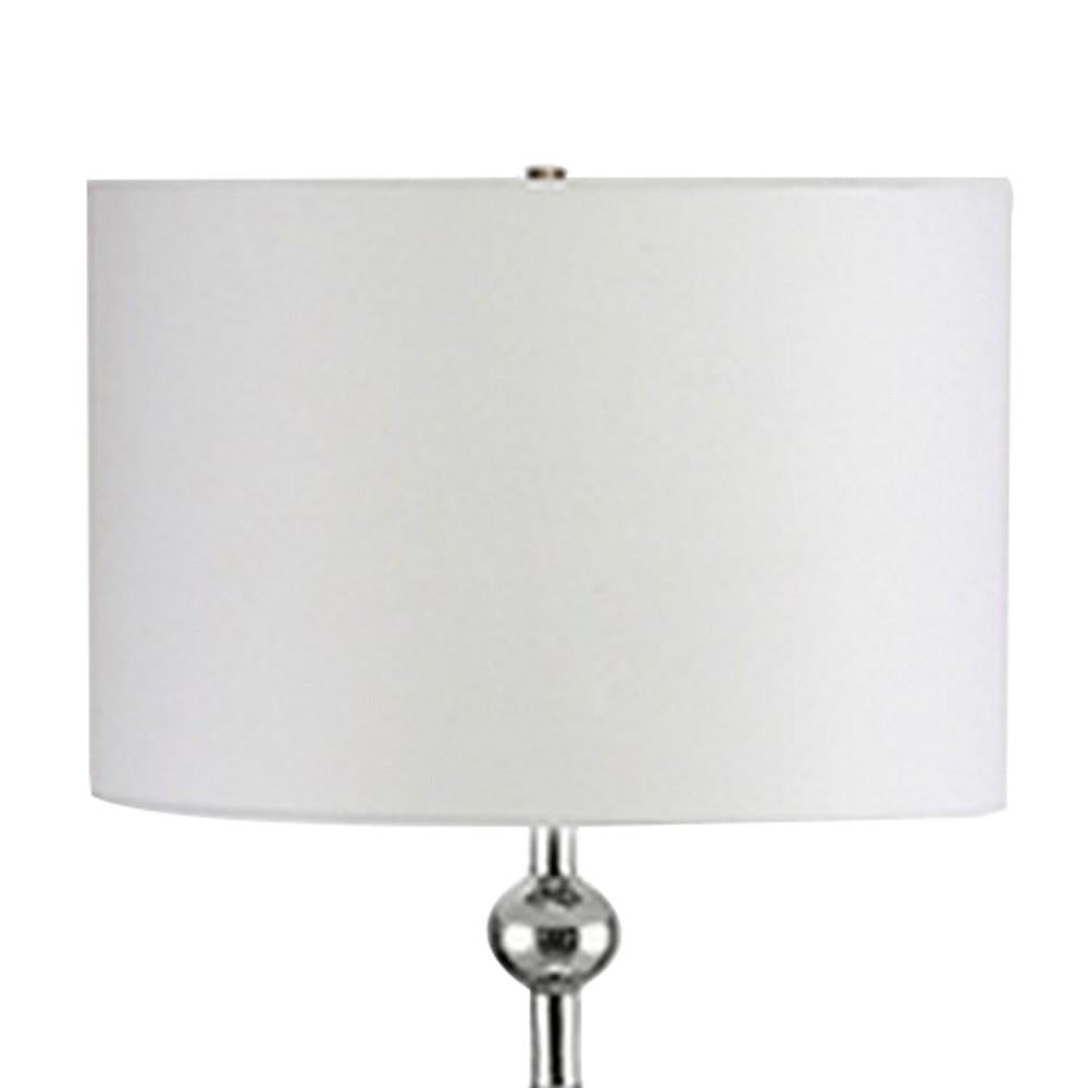 Floor Lamp with Metal Frame and Crystal Accent, White