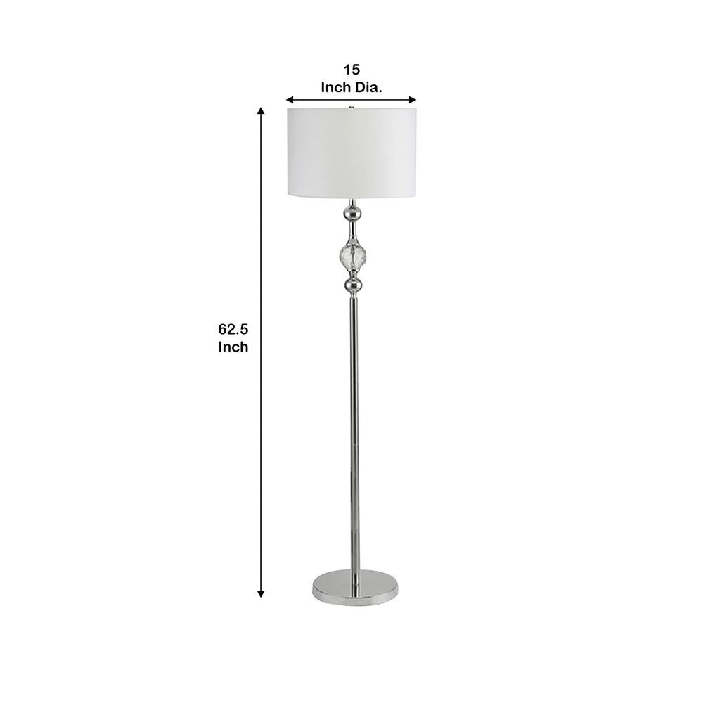 Floor Lamp with Metal Frame and Crystal Accent, White