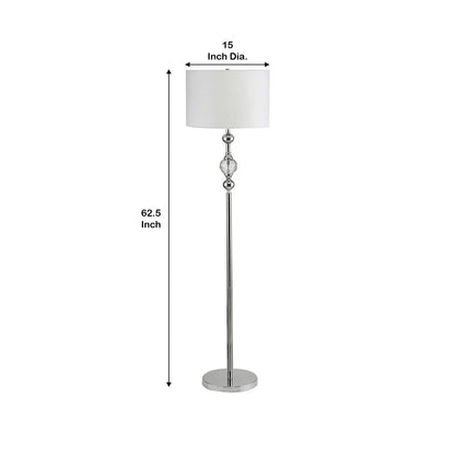 Floor Lamp with Metal Frame and Crystal Accent, White