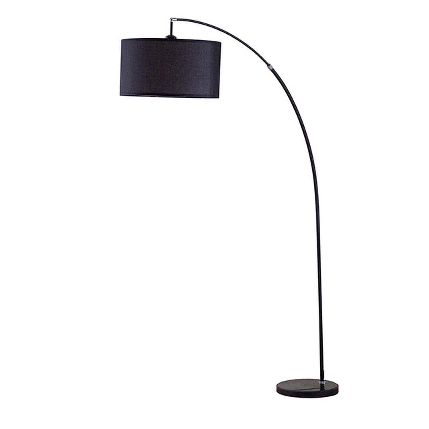 Floor Lamp with Curved Metal Frame and Drum Shade, Black — Chic Home-Decor