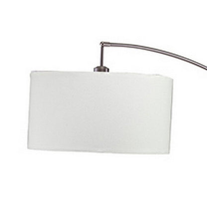 Floor Lamp with Curved Metal Frame and Drum Shade, Silver