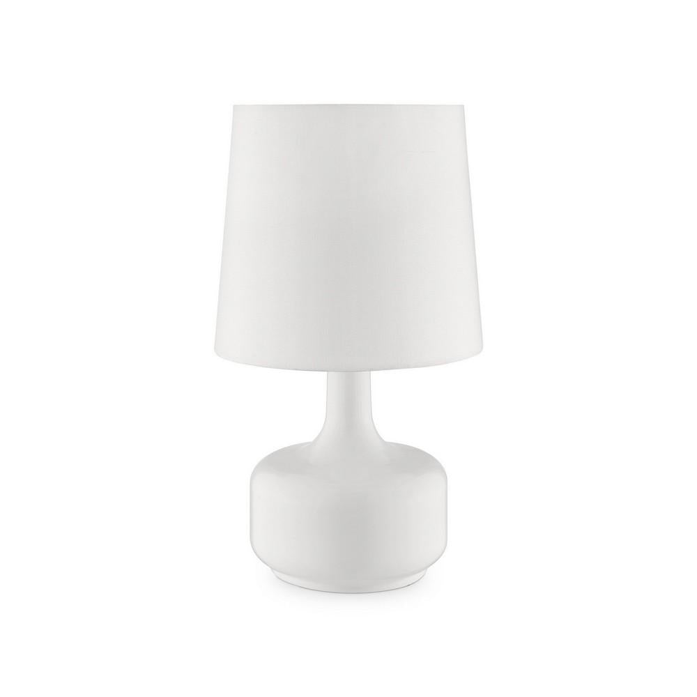 Table Lamp with Teardrop Metal Base and Fabric Shade, White
