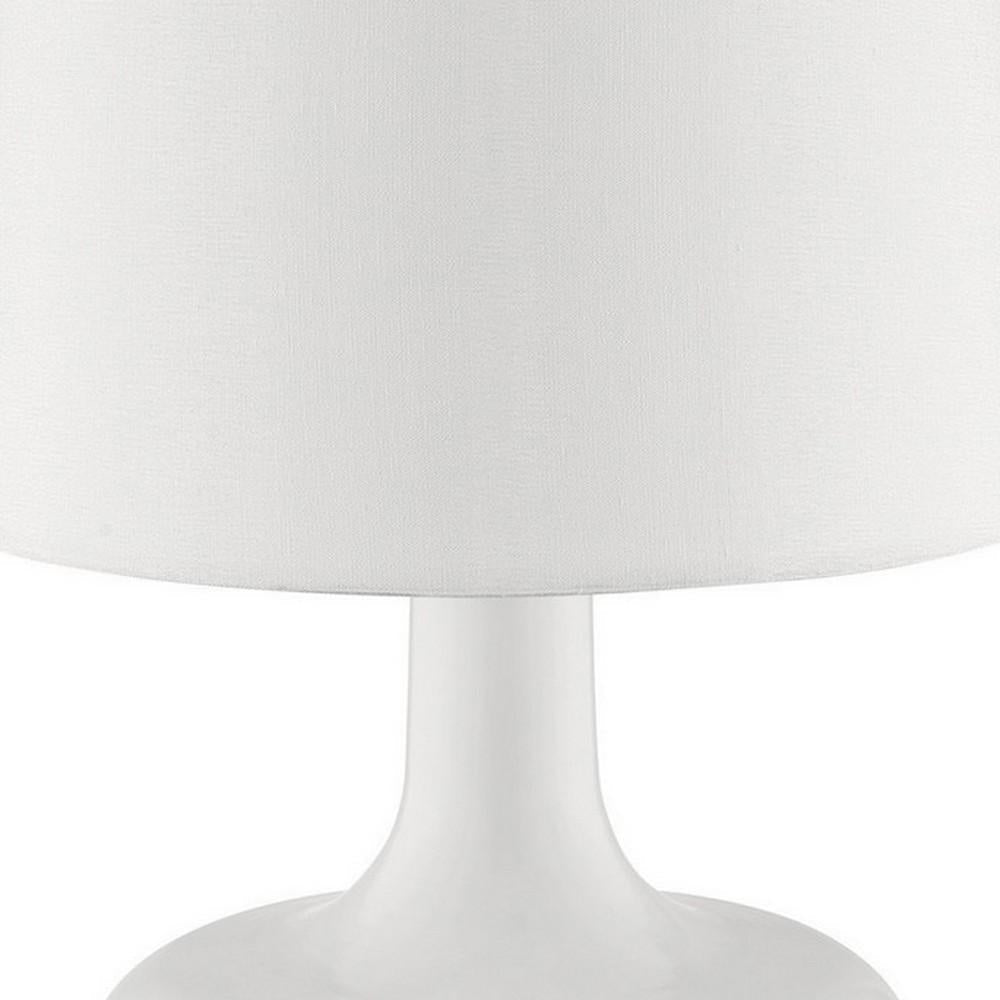 Table Lamp with Teardrop Metal Base and Fabric Shade, White