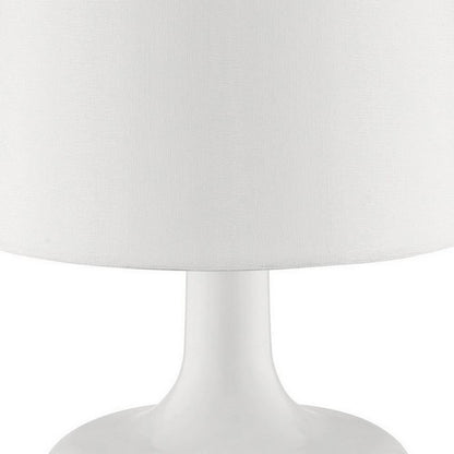 Table Lamp with Teardrop Metal Base and Fabric Shade, White