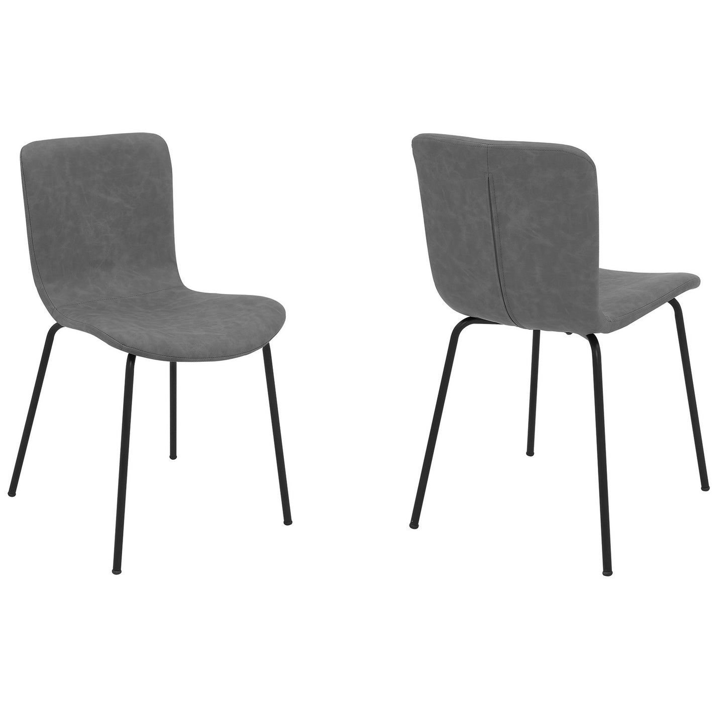 Metal and Leatherette Dining Chair, Set of 2, Gray and Black — Chic Home-Decor