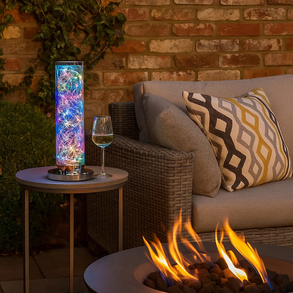 Column Table Lamp with Integrated Multicolored LED, Clear