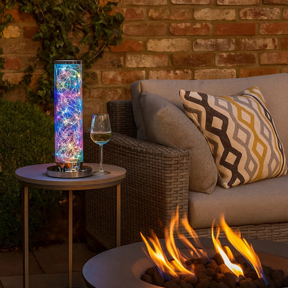 Column Table Lamp with Integrated Multicolored LED, Clear