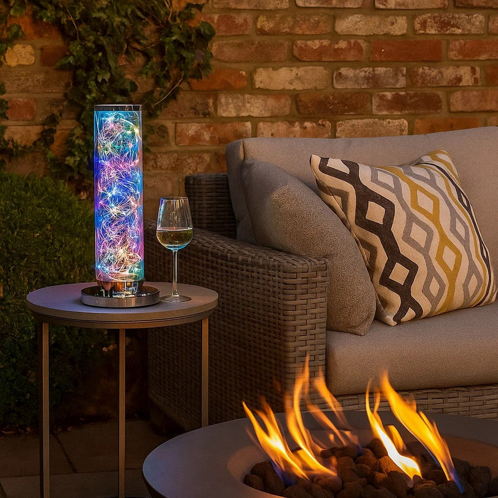 Column Table Lamp with Integrated Multicolored LED, Clear