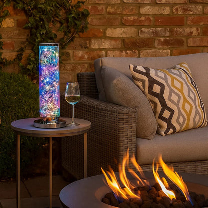 Column Table Lamp with Integrated Multicolored LED, Clear