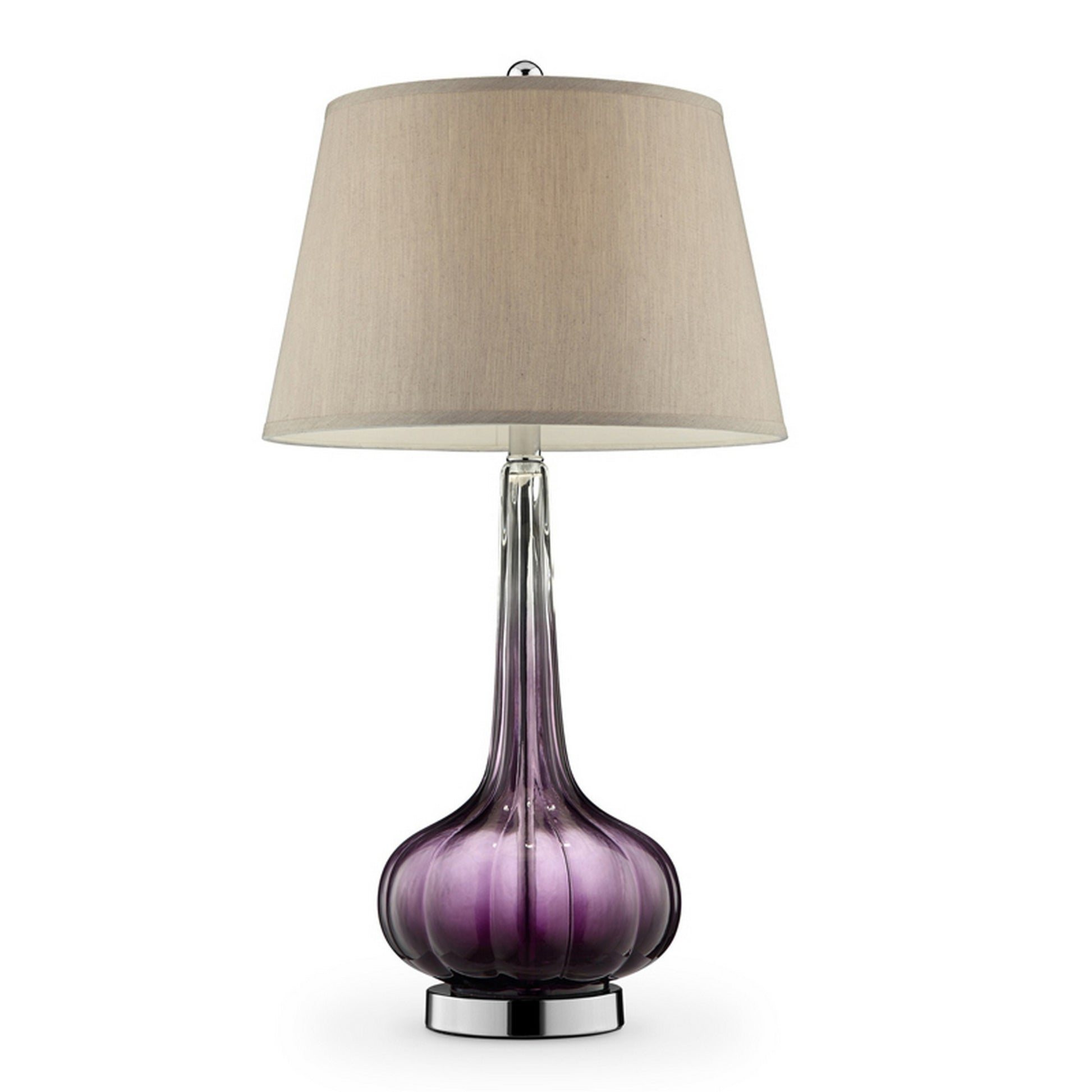 Onion Shaped Body Glass Table Lamp with Tapered Shade, Purple — Chic Home-Decor