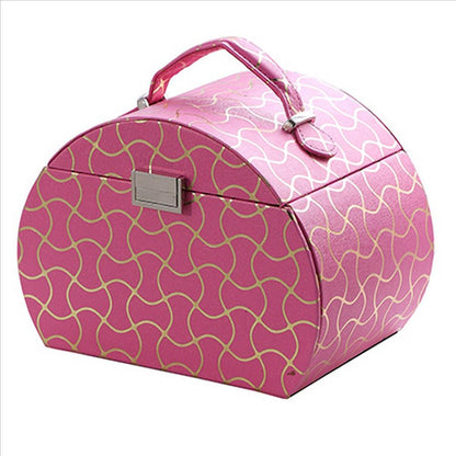 Travel Jewelry Case with 2 Drawer Storage and Wavy Textured Pattern