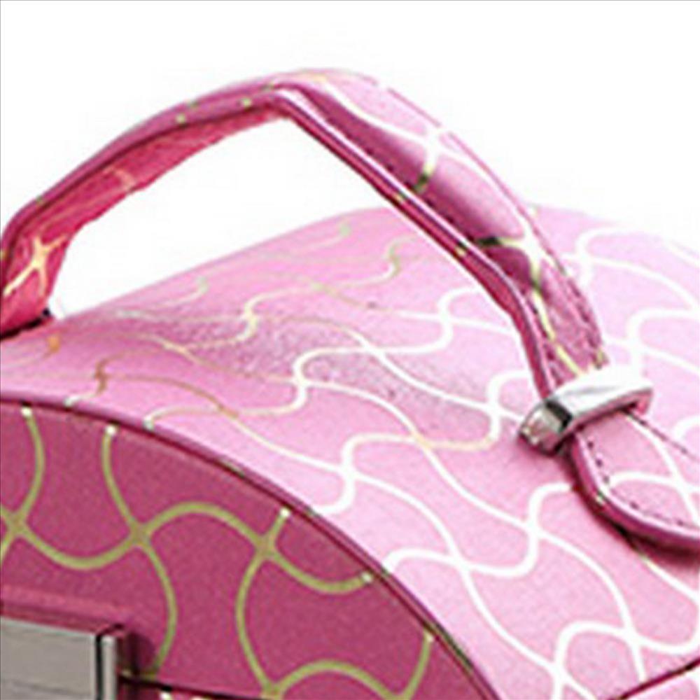 Travel Jewelry Case with 2 Drawer Storage and Wavy Textured Pattern
