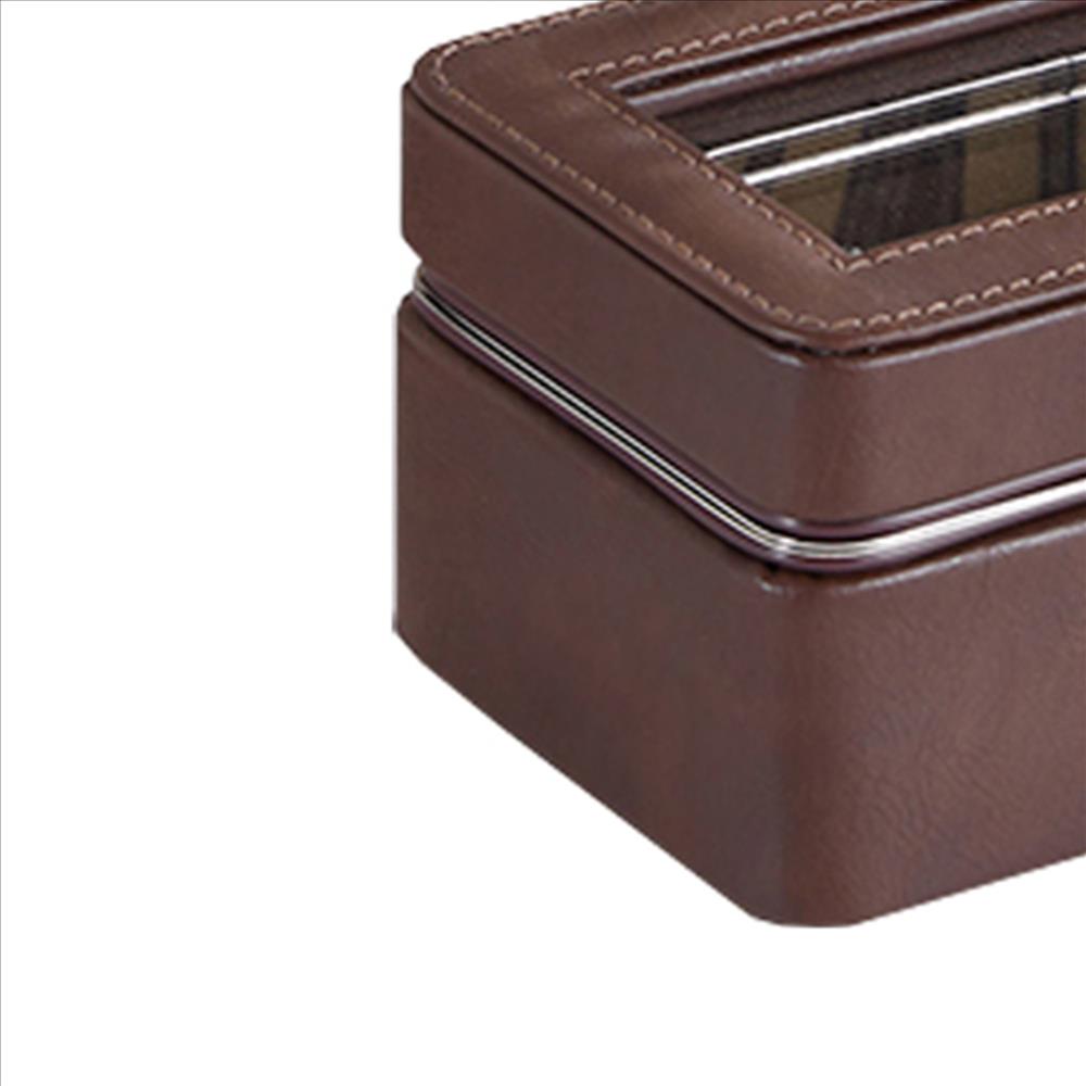 Watch Case with 4 Slots and Removable Cushions, Brown