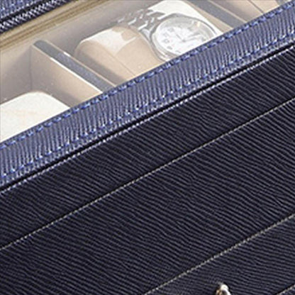Watch Case with Drawer Display and 4 Slots, Blue