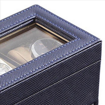 Watch Case with Drawer Display and 4 Slots, Blue