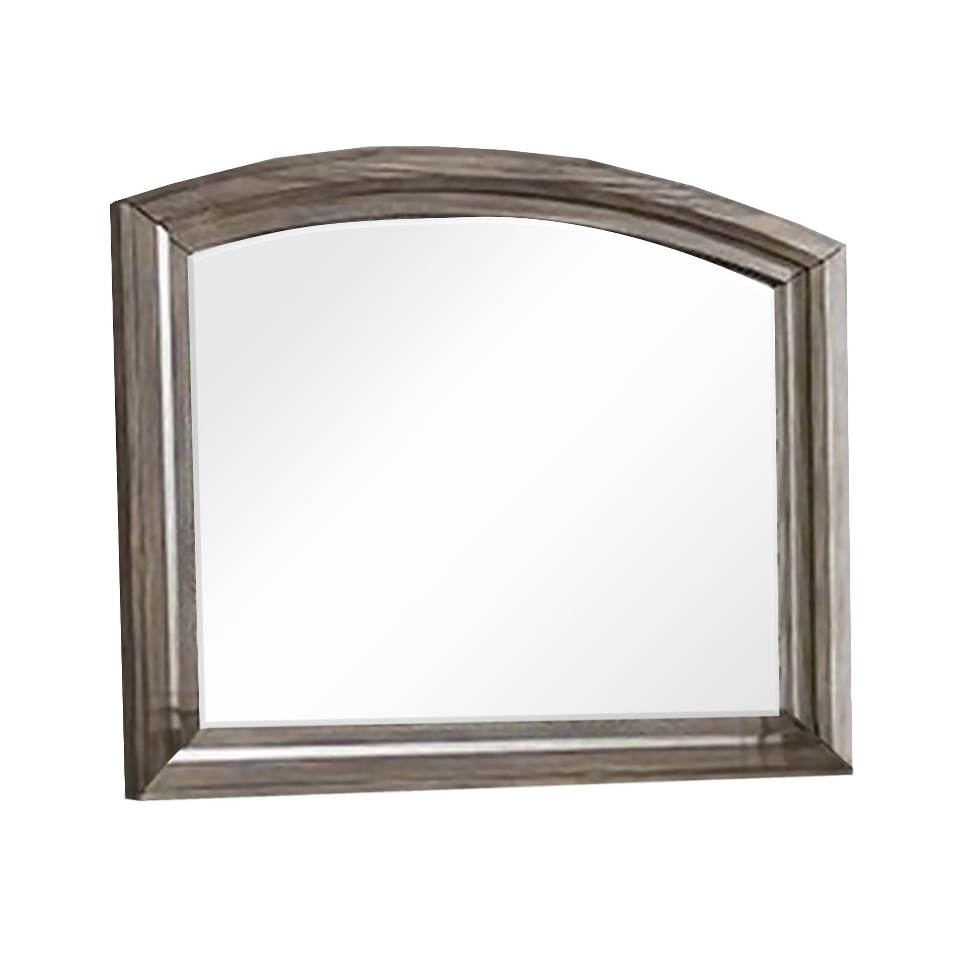Wall Mirror with Plank Style Wooden Frame and Arched Top, Brown — Chic Home-Decor