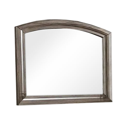 Wall Mirror with Plank Style Wooden Frame and Arched Top, Brown — Chic Home-Decor