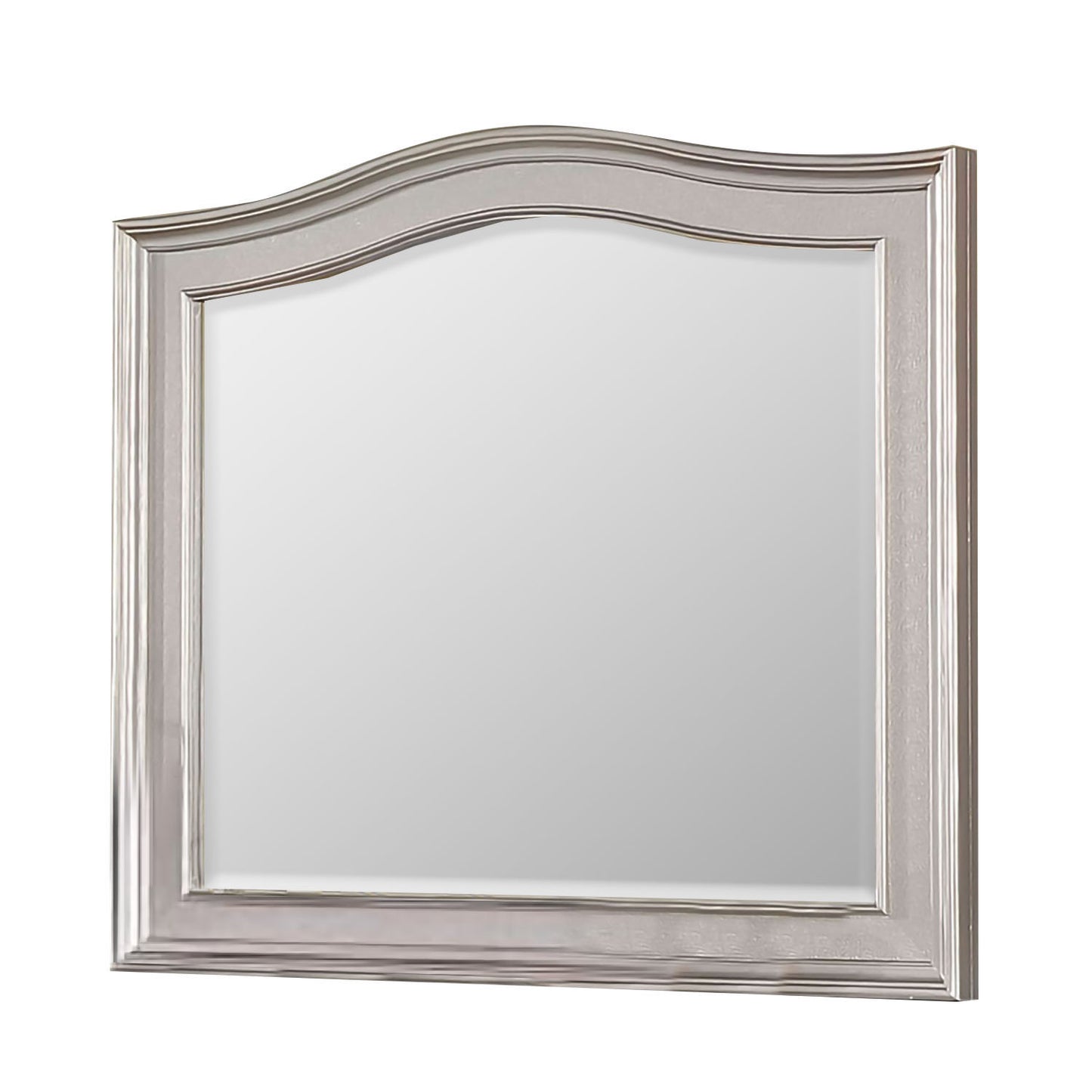 Curved Top Wooden Frame Mirror with Molded Details, Silver — Chic Home-Decor