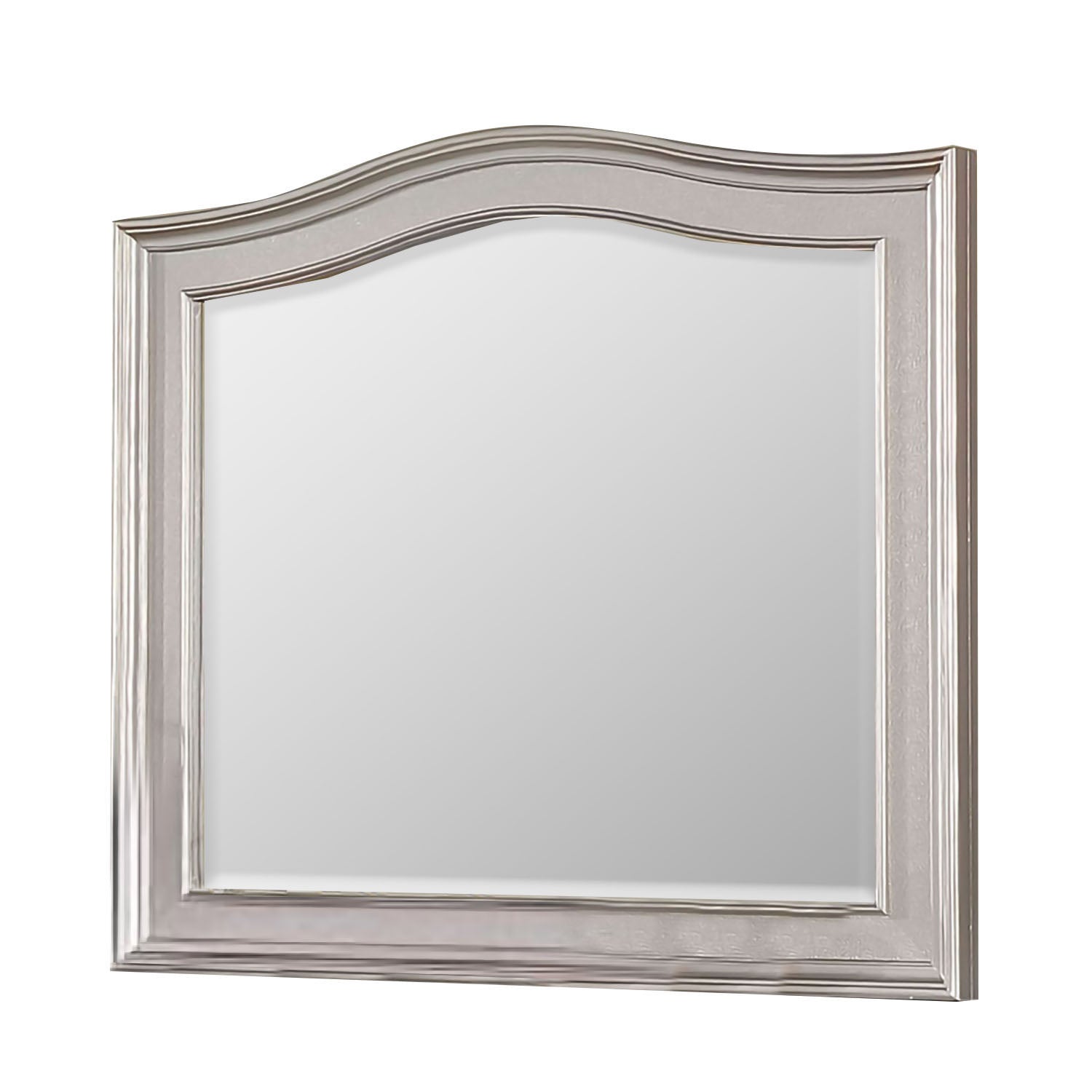 Curved Top Wooden Frame Mirror with Molded Details, Silver — Chic Home-Decor