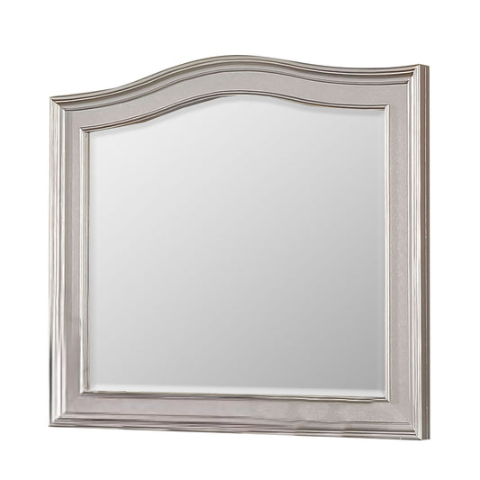 Curved Top Wooden Frame Mirror with Molded Details, Silver — Chic Home-Decor