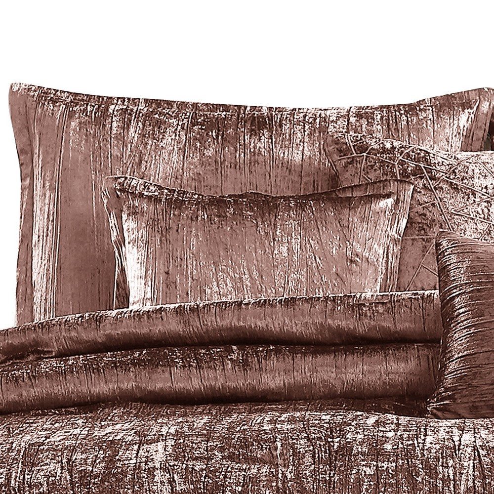 7 Piece Queen Comforter Set with Shimmering Appeal, Pink