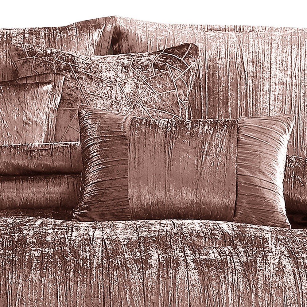 7 Piece King Comforter Set with Shimmering Appeal, Pink