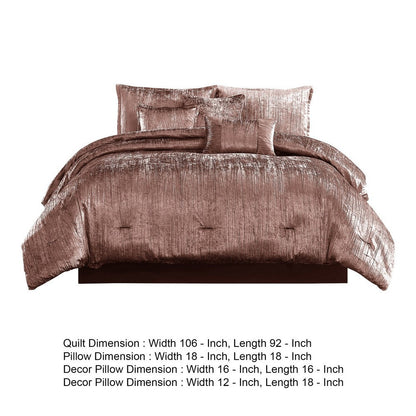 7 Piece King Comforter Set with Shimmering Appeal, Pink