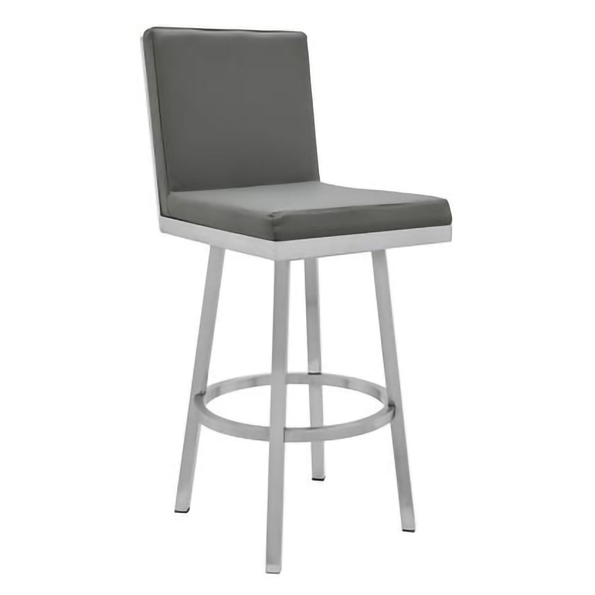 30 Inch Swivel Barstool with Metal Frame and Hexagonal Back, Gray — Chic Home-Decor