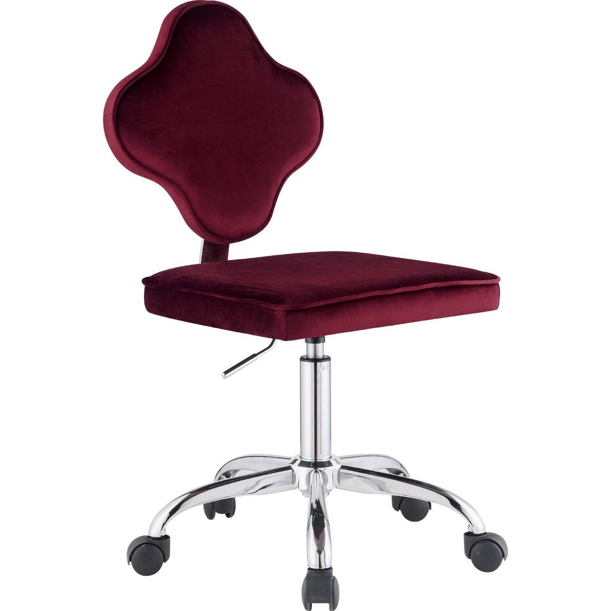 Office Chair with Leaf Shape Back and Metal Star base, Red — Chic Home-Decor